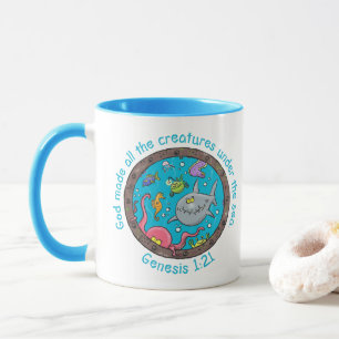 Mug Créatures marines drôles bande dessinée verset bib