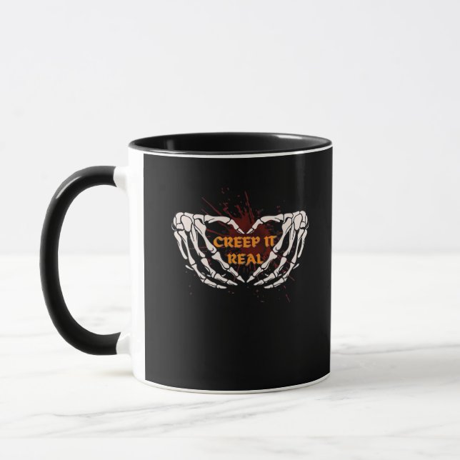 Mug Creep It Real, Skeleton Mains Montrant Le Coeur (Gauche)