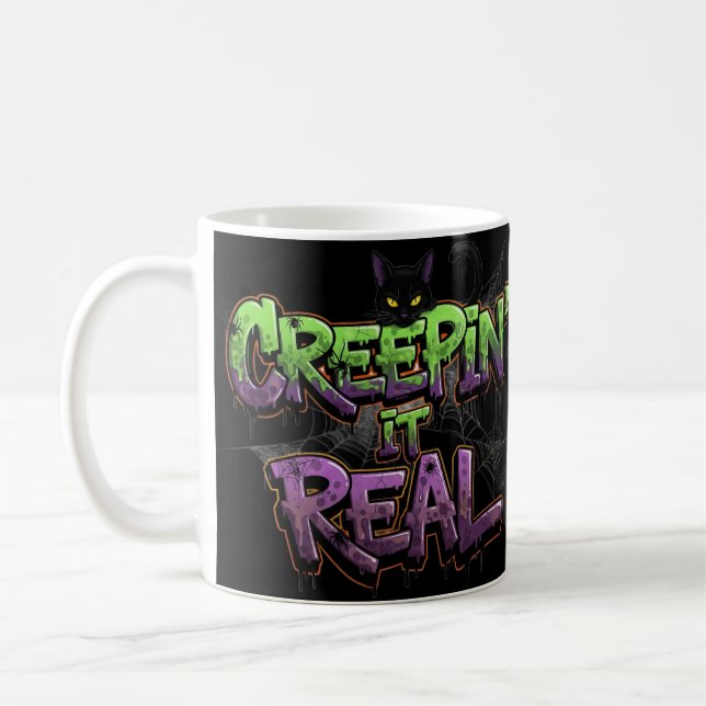 Mug Creepin’ It Real - Graffiti Cool Halloween Chat &  (Gauche)