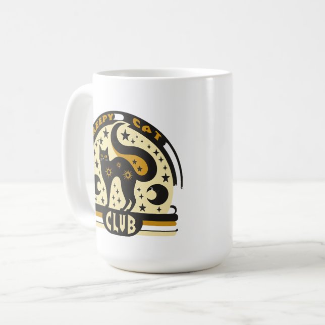 Mug Creepy Cat Club – Retro Mystical Black Cat Design (Devant gauche)