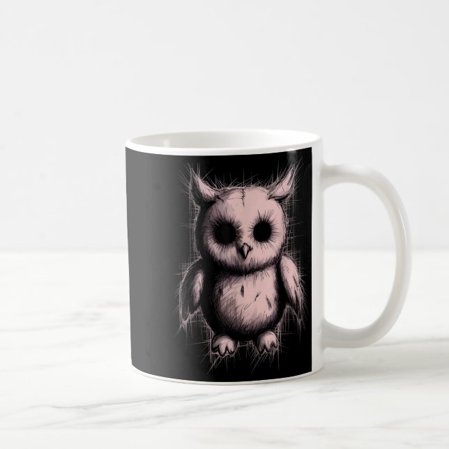 Mug Creepy Cute Goth Owl Horror Sketch Alt Nge Evil  (Droite)