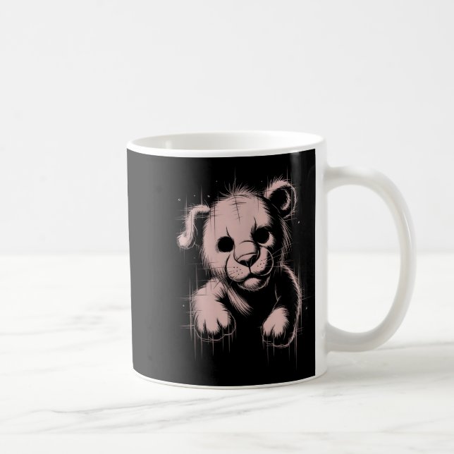Mug Creepy Cute Goth Teddy Lion Horror Sketch Nge Bear (Droite)