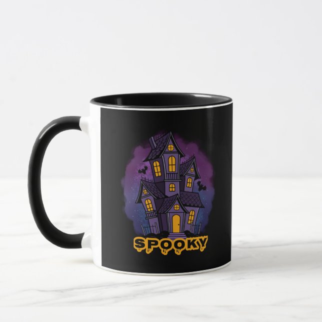 Mug Creepy Purple Mansion Spooky Haunted House (Gauche)