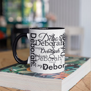 Mug Créer une typographie de nom personnalisée en noir