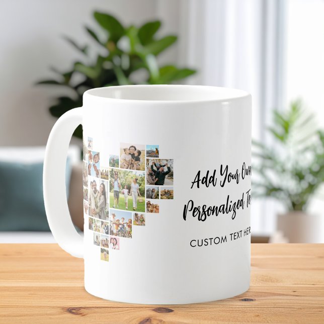 Mug Créer votre propre coeur en forme de collage photo (Créateur téléchargé)