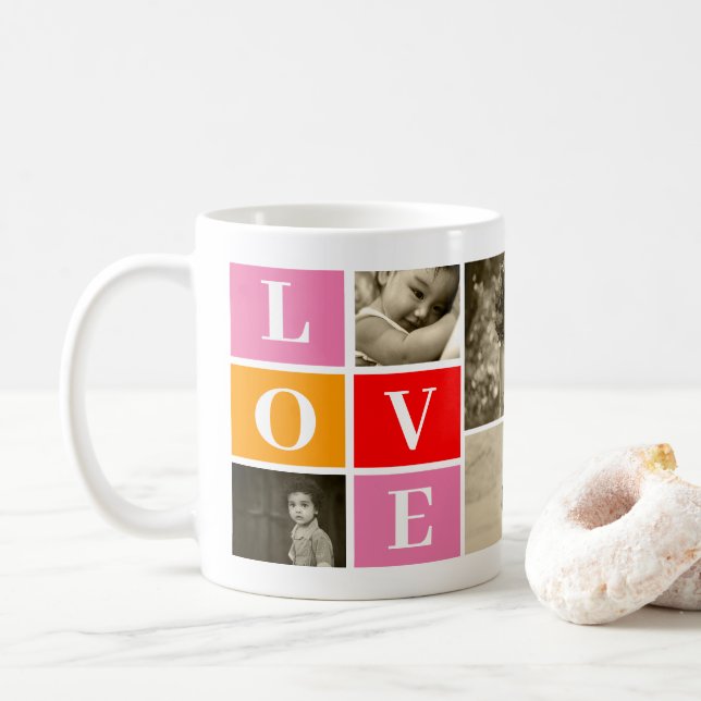 Mug Créez votre amour Modèle photo personnalisé (Avec donut)