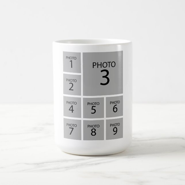 Mug Créez votre collage modèle personnalisé 9 PHOTO (Centre)