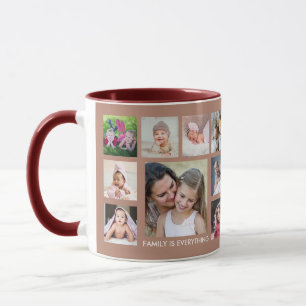 Mug Créez votre propre 18 famille Photo Collage Rose 