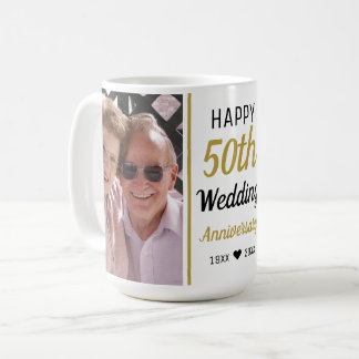 Mug Créez votre propre 2 Photo 50e Anniversaire d'or