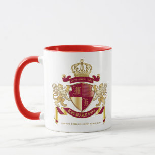 Mug Créez votre propre blason d'armoiries d'or rouge