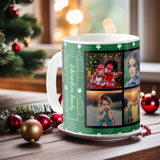 Mug Créez votre propre collage photo de famille Noël (Create your own family photo collage Christmas Coffee Mug. You can add your most beautiful photos.)