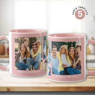 Mug Créez votre propre collection de photos de 5 famil