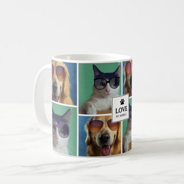 Mug Créez votre propre collection photo de 4 animaux d (Devant gauche)