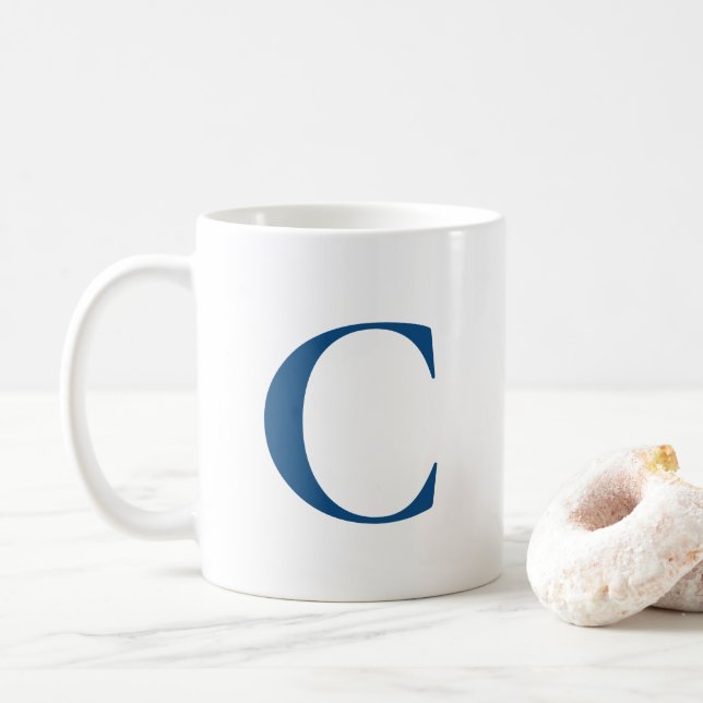 Mug Créez votre propre grand monogramme bleu (Avec donut)
