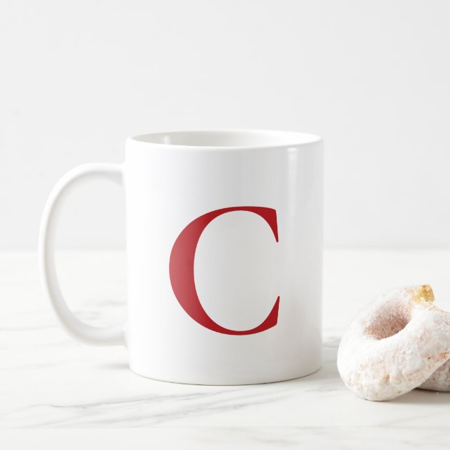 Mug Créez votre propre grand monogramme rouge (Avec donut)