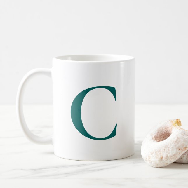 Mug Créez votre propre grand monogramme Turquoise (Avec donut)