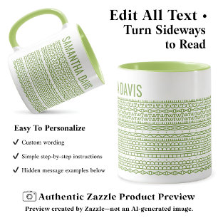 Mug Créez Votre Propre Long Message Caché & Nom L Vert