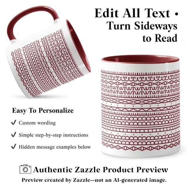 Mug Créez Votre Propre Long Message Caché, Texte, Bord (Créateur téléchargé)