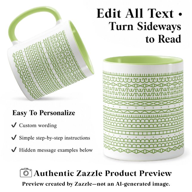 Mug Créez Votre Propre Long Message Caché, Texte, L Ve (Créateur téléchargé)