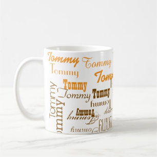 Mug Créez votre propre motif de nom orange à brun