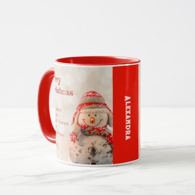 Mug Créez votre propre Noël de famille rouge (Devant gauche)