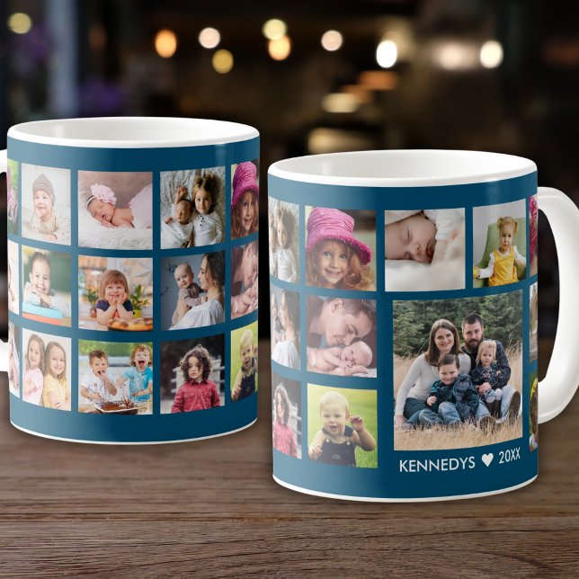 Mug Créez votre propre nom de famille 22 Photo Collage (Créateur téléchargé)