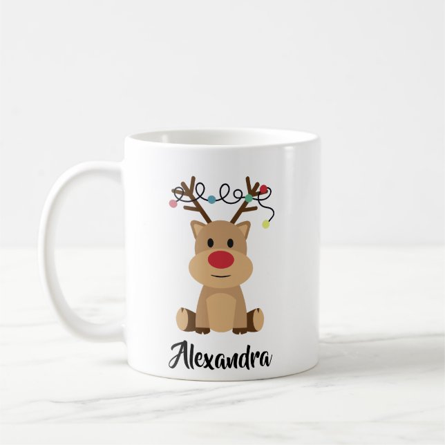 Mug Créez votre propre nom Funny Reindeer Noël (Gauche)