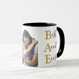 Mug Créez votre propre photo Black Gold Best Aunt Ever