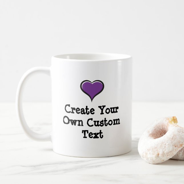 Mug Créez votre propre texte personnalisé avec un coeu (Avec donut)