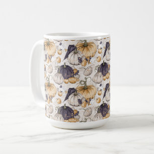 MUG CRÈME AVEC CRÈME ORANGE ET CITROUILLES PURPLE