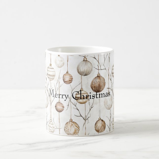 Mug Crème biologique Tan ornements de Noël (Centre)