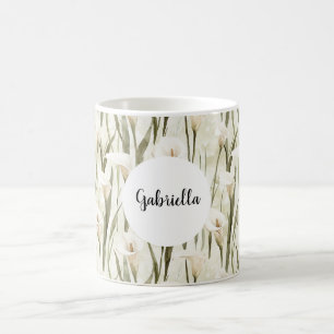 Mug Crème Blanc Calla Lily Floral