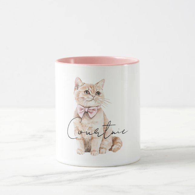 Mug Crème Chat Pink Bow (Centre)