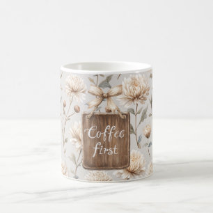Mug Crème Florale Marron Cacao Café D'abord