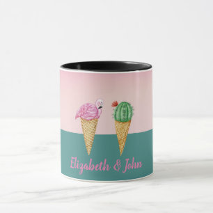 Mug Crème glacée colorée cônes Cactus Flamants roses r