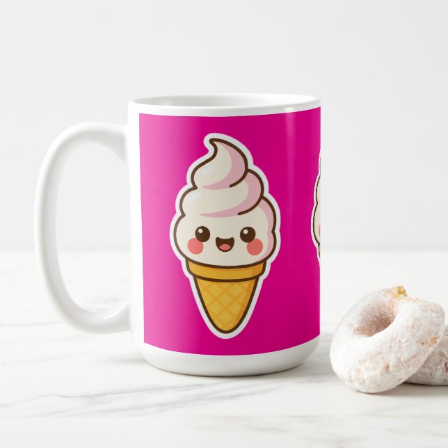 Mug Crème glacée Kawaii douce (Avec donut)