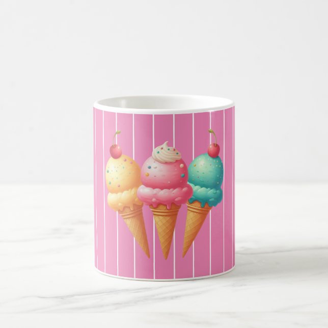 Mug Crème glacée rayée rose (Centre)