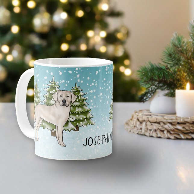 Mug Crème Labrador Retriever Chien Christmas Nom perso (Créateur téléchargé)