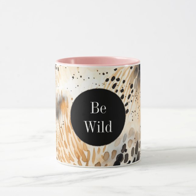 Mug Crème noire sauvage léopard animal (Centre)