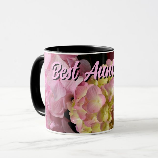 Mug Crème rose Hydrangeas jaune rose floral Meilleure  (Devant gauche)