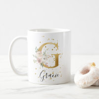 Crème rose or Aquarelle couleur florale Monogramme