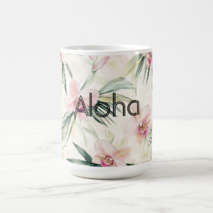 Mug Crème rose orchidée florale