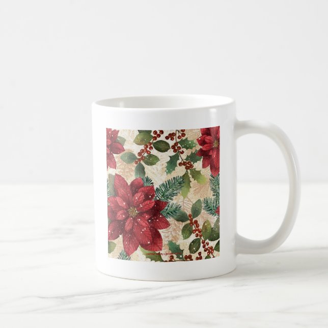Mug Crème verte rouge Retro les années 50 Poinsettia (Droite)