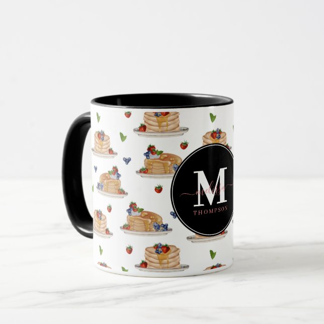 Mug Crêpes Baies Petit Déjeuner Brunch Monogramme Nom (Devant gauche)