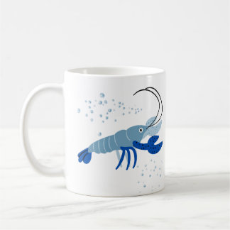 Mug crevettes bleues aux griffes et bulles bleu foncé