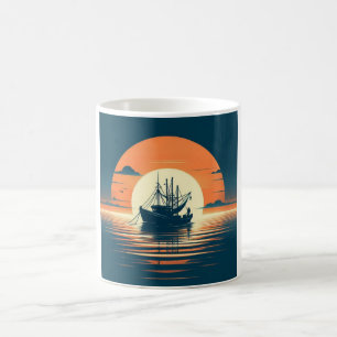 Mug crevettes vintages/marines/pêche