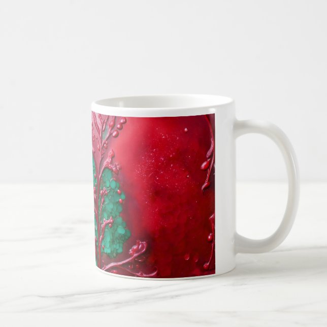 Mug Crimson et émeraude à la cire sur toile whitish (Droite)