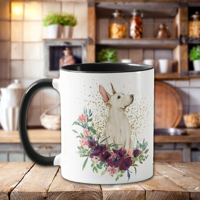 Mug Crimson Floral Bouquet Bull Terrier Chiot (Créateur téléchargé)