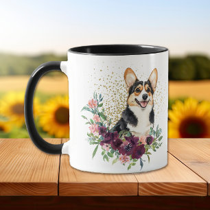 Mug Crimson Floral Bouquet Cardigan Welsh Corgi Chien