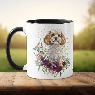 Mug Crimson Floral Bouquet Cockapoo Chien